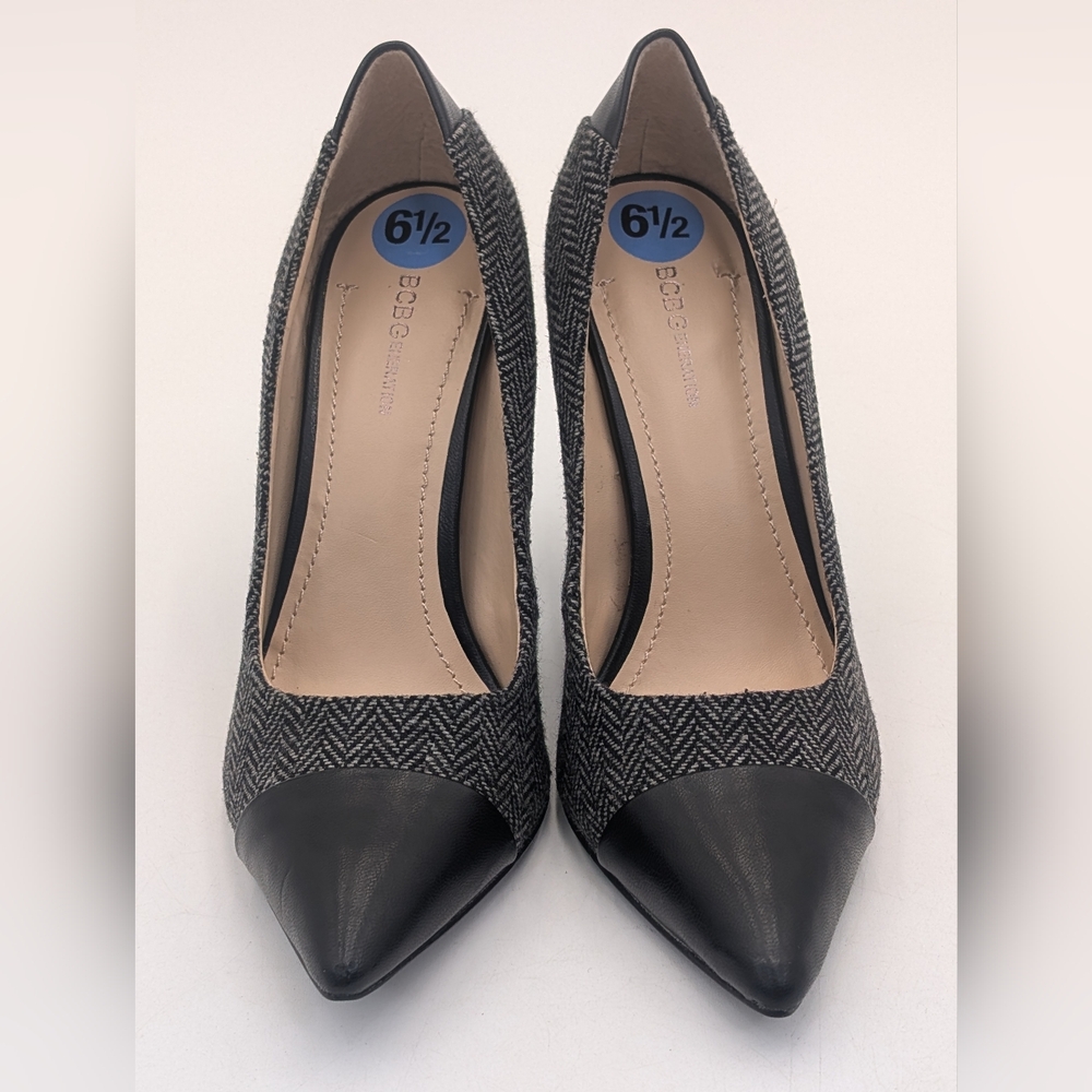 BCBGeneration Duboise Size 6.5 Stilleto Pointed Toe Fabric With Leather Accents - Picture 12 of 17